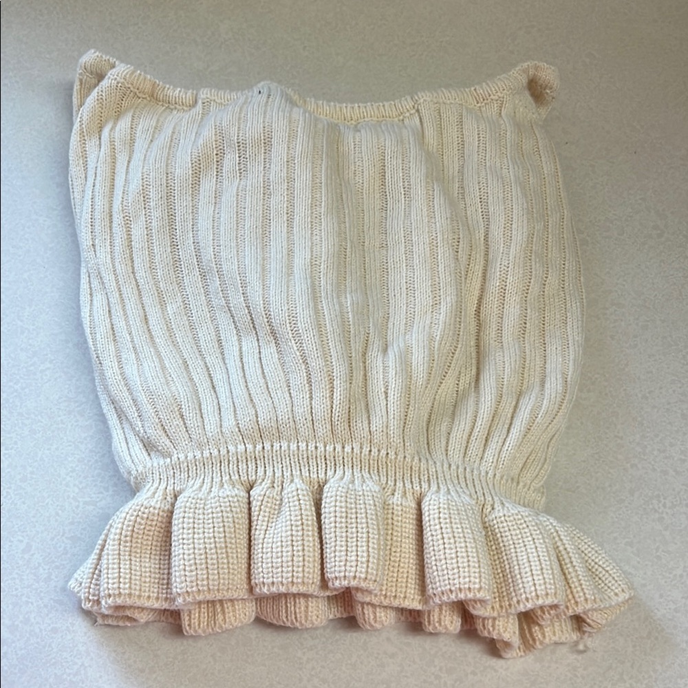 SHEIN Cream Cropped Ribbed Sweater - Picture 3 of 3